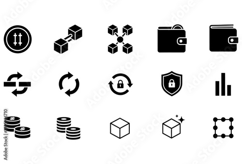 Crypto Finance Icons Set Glyph Vector Pack