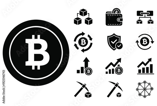 Crypto Finance Icons Set Glyph Vector Pack