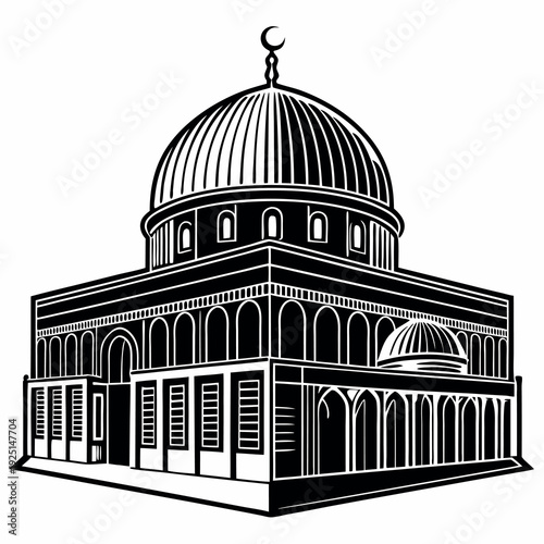 Palestine "Al Aksa" mosque black silhouette 