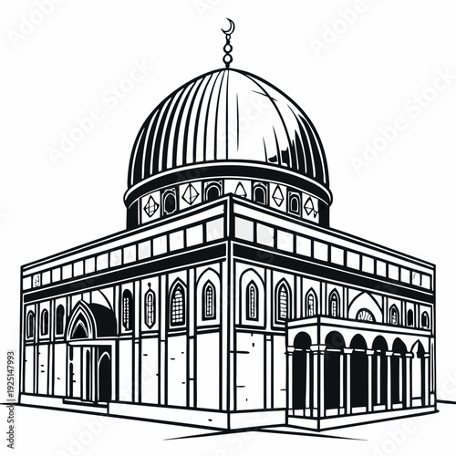 Palestine "Al Aksa" mosque black silhouette 