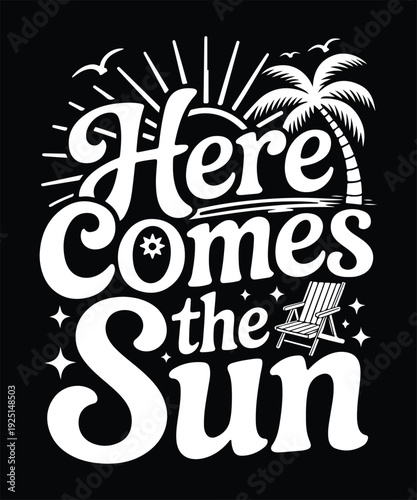 Here Comes The Sun Coastal Printable Wall Art Design