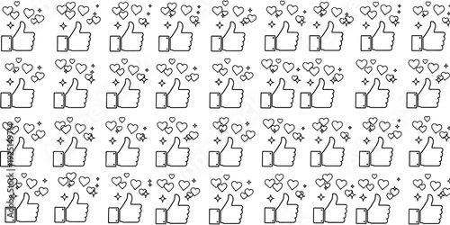 Social media like button icons set, online engagement feedback, digital reaction symbols, hearts and stars appreciation, marketing communication, web interface, content ranking,