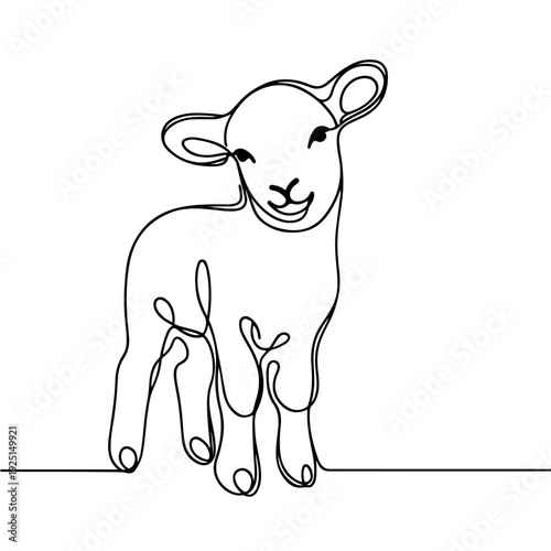 lamb one line art continuous vector illustration