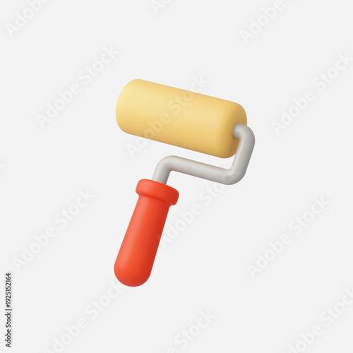 3d Realistic Paint Roller Icon vector illustration