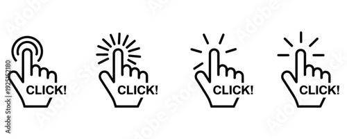 Click to take action with hand cursor icons