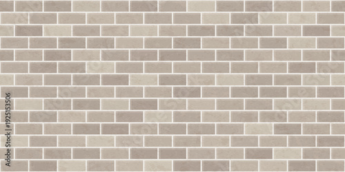 Brick wall texture, subway tile background for bathroom, kitchen backsplash, building facade. Grey seamless pattern with subtle grunge texture. Gray brickwall, old ceramic tile. Vector illustration