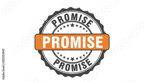 Orange and black promise stamp with stars and text