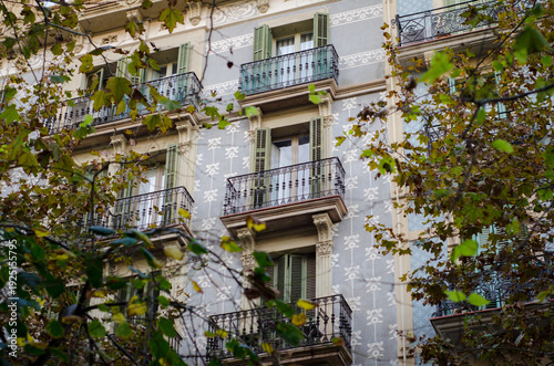 Facade of a traditional building in the city of Barcelona.