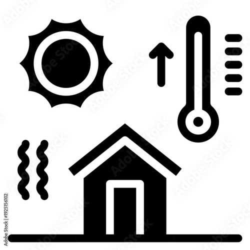 Heating icon glyph style vector illustration