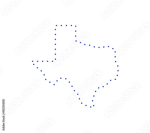 Texas state outline map vector illustration. Minimalist blue line art of Texas border on white background. Clean geographic shape of US state for logos