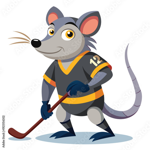 Cartoon mouse and rat with cheese and broom illustration