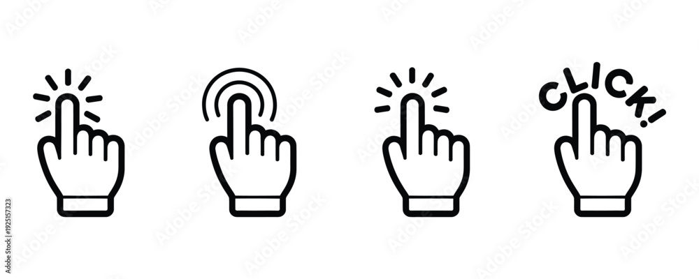 Obraz premium Click to interact with modern cursor hand icons
