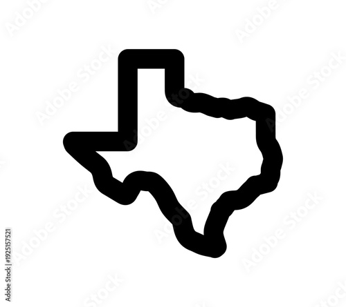 Texas state outline map vector illustration. Minimalist blue line art of Texas border on white background. Clean geographic shape of US state for logos