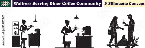 Friendly waitress pouring coffee in retro american diner serving customer hospitality concept