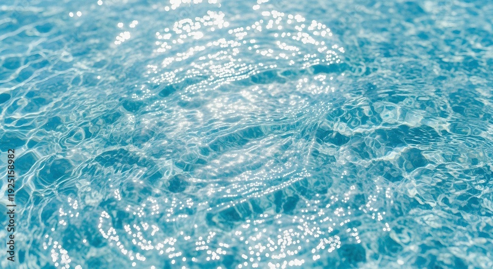Fototapeta premium Crystal Clear Swimming Pool Water Rippling Bright Afternoon Sunlight Sparkling