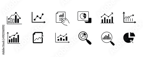 Business data analysis and finance icons for professional presentations