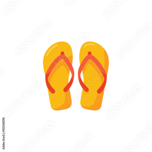 Summer flip flop sandals pair, bright beach footwear for vacation, pool party, resort travel, tropical holiday, casual comfort style icons