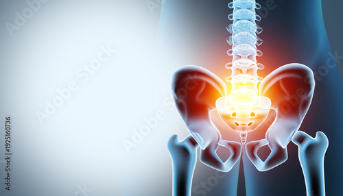Tableau sur toile Painful Hip skeleton, x-ray view, Medical concept