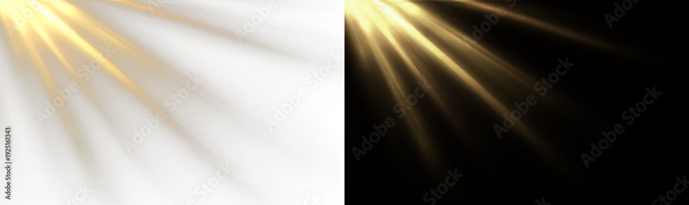 Obraz premium Golden Shining Spotlight with Floating Dust Sparkle Overlay, Transparent PNG