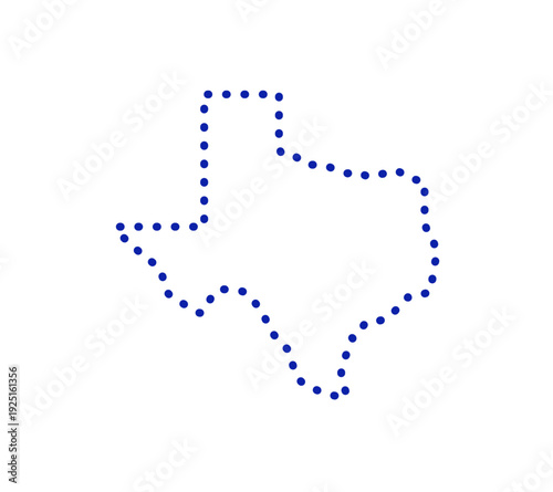 Texas state outline map vector illustration. Minimalist blue line art of Texas border on white background. Clean geographic shape of US state for logos