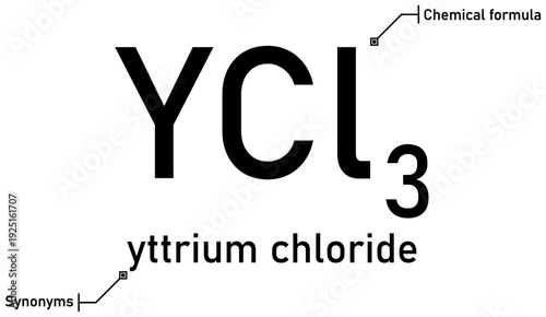 Yttrium chloride chemical formula with callout titles