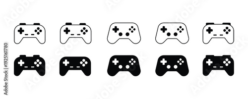 Collection of modern gaming controllers in black and white
