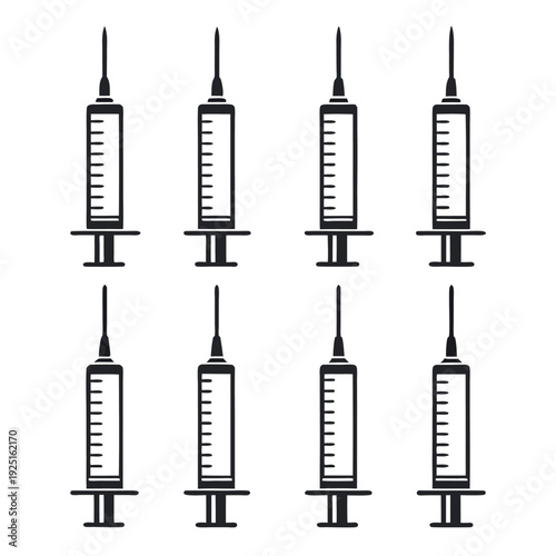 8 different model syringe silhouette vector. 