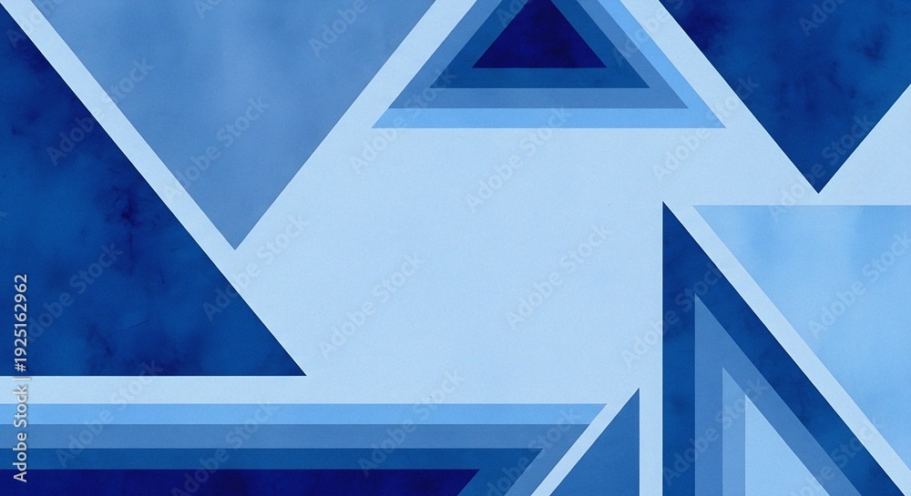 Obraz premium Layered Blue Triangles Creating Dynamic Depth in a Distressed Paper Minimalist Aesthetic