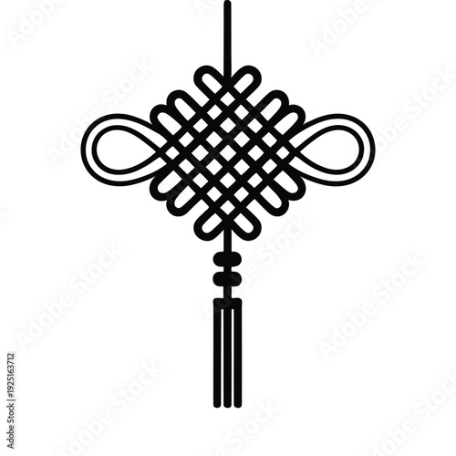 Chinese knot decorative tassel vector for lunar new year, spring festival decoration, prosperity charm, traditional culture ornament, festive illustration