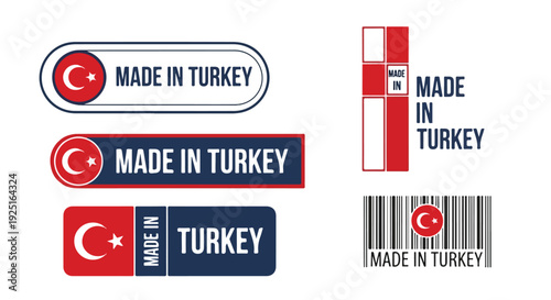 Set of 5 Made in Turkey Product Labels Vector