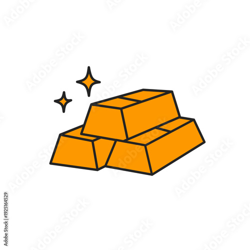 Gold Ingot Stack Solid Vector Icon