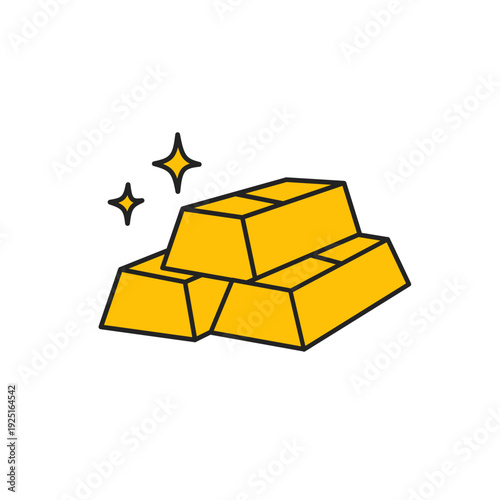 Gold Bullion Stack Icon With Sparkle