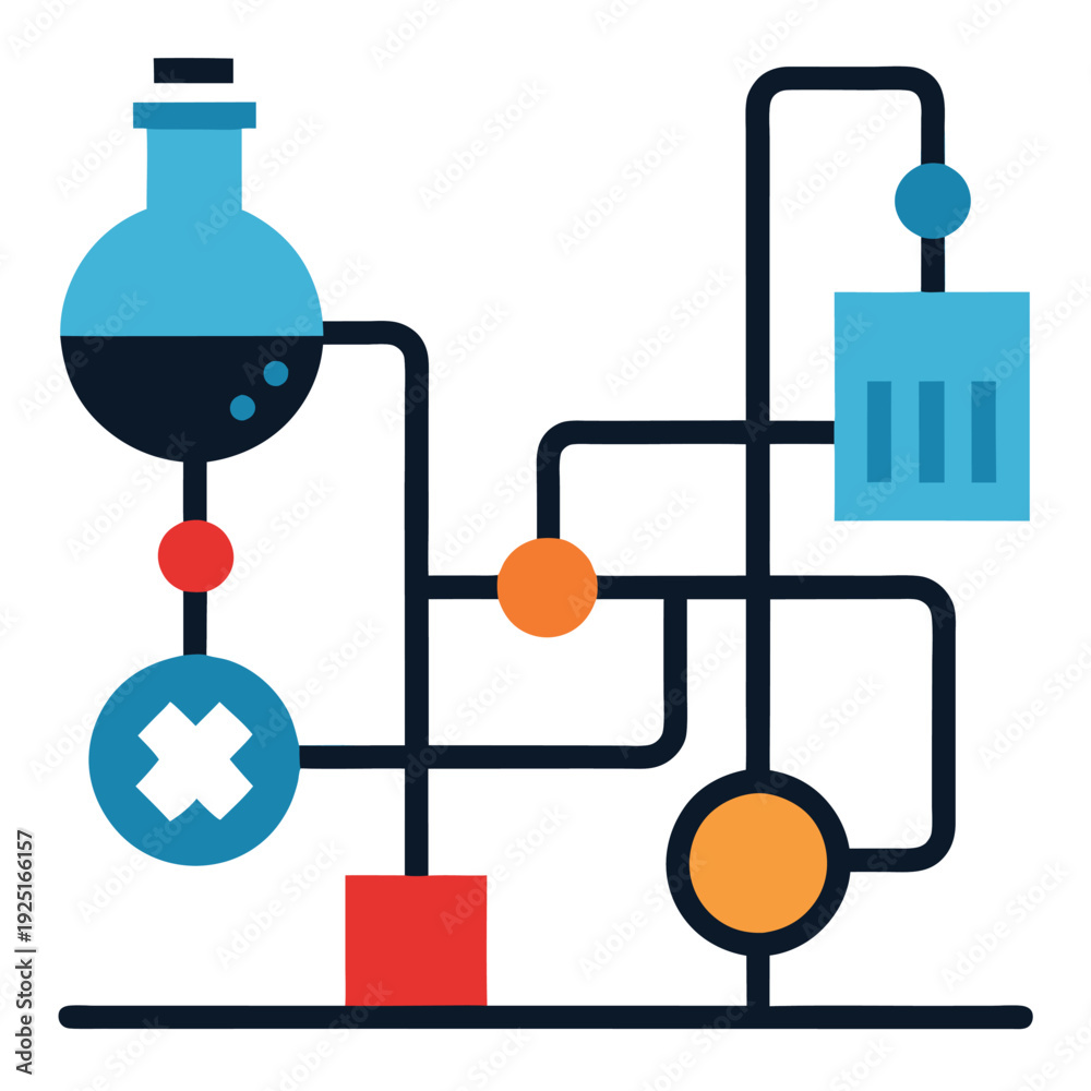 Obraz premium A chemical engineering flowchart icon illustrating 