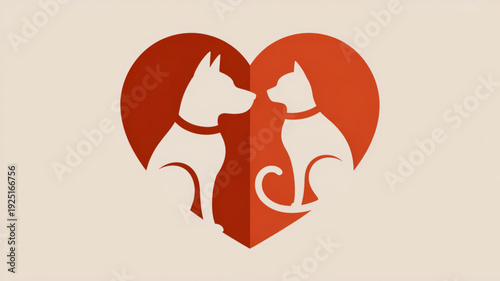 Heartwarming vector illustration of dog and cat in love animal friendship symbol