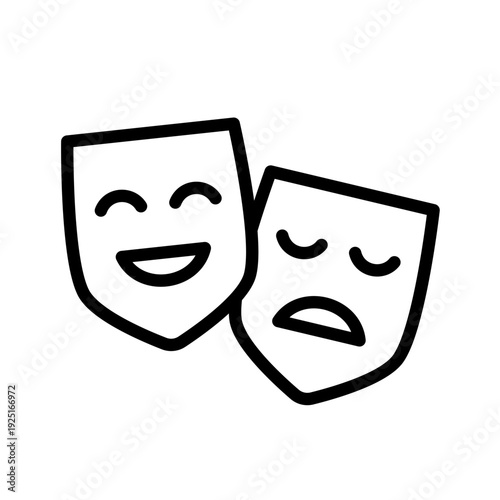 Comedy and tragedy theater masks, modern line vector icon