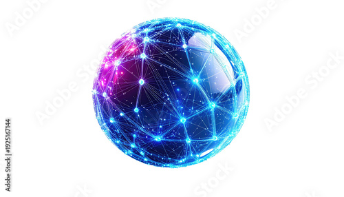 Glowing sphere with connecting points against a black background