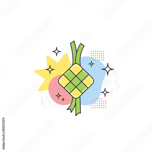 Colorful Cartoon Style Fresh Green Peas Pods.