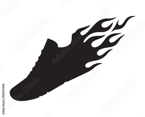 Abstract black shape against a stark white background minimal composition