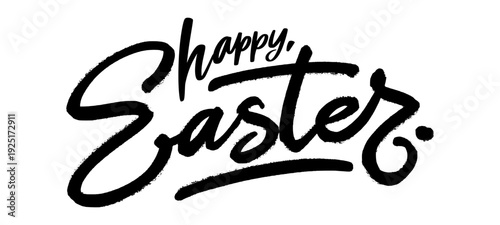 Happy Easter Hand Drawn Lettering Typography. Creative Holiday Script for Seasonal Branding and Urban Street Style Design.