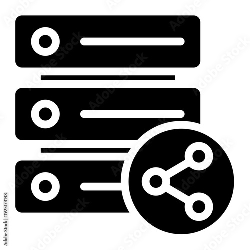 Shared hosting icon glyph style vector illustration.