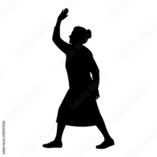 Elderly Woman Dancing Silhouette Vector Illustration - Joyful Senior Movement Art