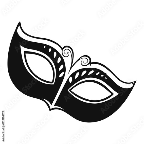 Intricate Venetian Masquerade Mask Line Art. Elegant Ornamental Design for Coloring and Decoration. Elegant masquerade mask with intricate filigree line art for events.