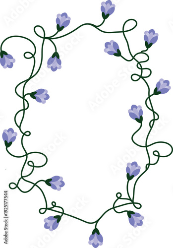 An elegant floral frame. Borders and dividers, frames and branches. Hand-drawn herbs and leaves for a wedding invitation. Botanical rustic style with trendy plants.