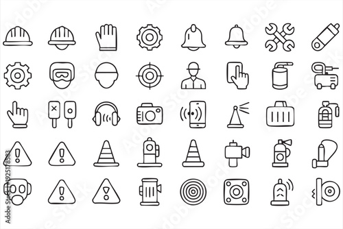 Maintenance repair and technician outline illustrations