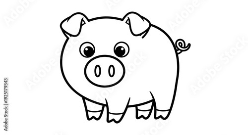 Pig Line Art Vector
