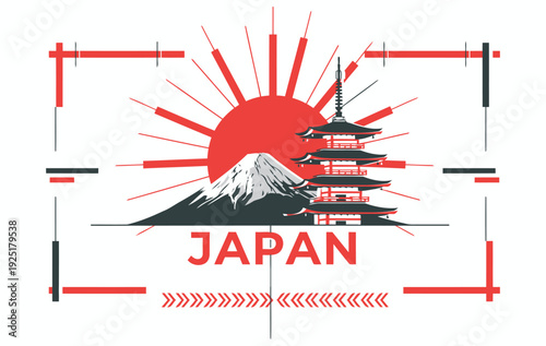Japan's Iconic Landmarks: An artistic composition showcases Japan's most recognizable symbols. A fusion of cultural and natural wonders. The image encapsulates the essence of the country's beauty.