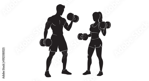 strength Training Silhouette Icon Set: Fitness & Gym