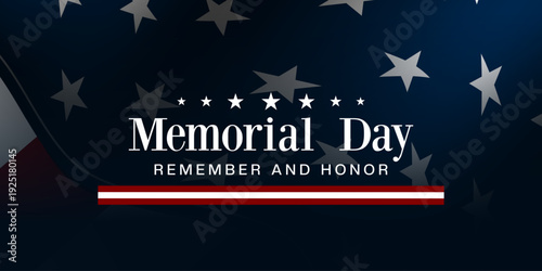 Memorial Day. Great for posters, banners, social media and more. Dark blue background.