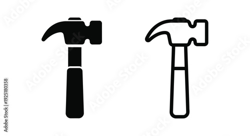 Two hammer icons one filled one outline in a simple design