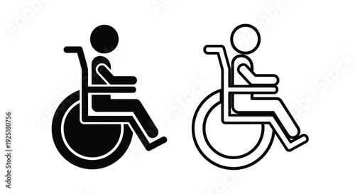 Accessibility symbols depicting people using wheelchairs male and female